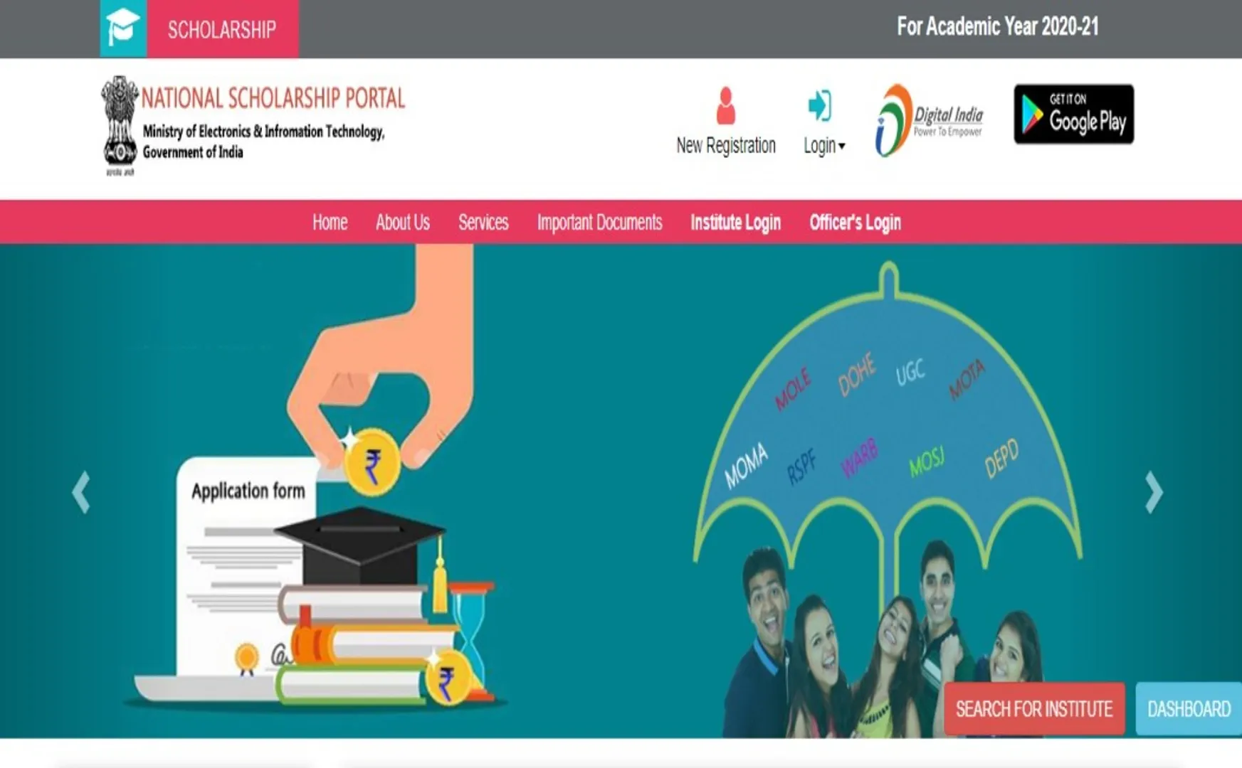 national scholarships portal labours childrens apply online 